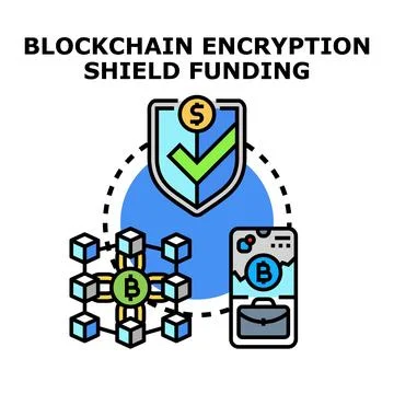 Blockchain encryption protecting digital currency funding network Stock Illustration