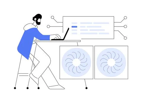 Blockchain engineer isolated cartoon vector illustrations. Stock Illustration