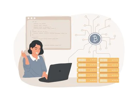 Blockchain engineer isolated cartoon vector illustrations. Stock Illustration