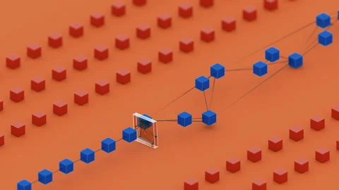 Blockchain error correcting abstract visualization. Virus rectangle Stock Footage 158753190