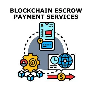 Blockchain escrow payment services securing digital transactions Stock Illustration
