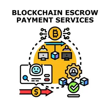 Blockchain escrow payment services securing online payments Stock Illustration