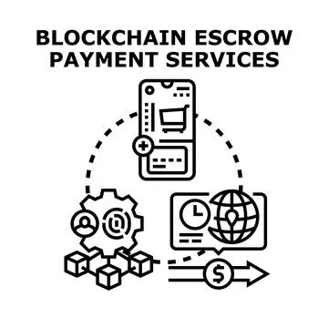 Blockchain escrow payment services securing digital transactions Stock Illustration