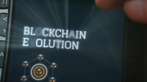 Blockchain Evolution themed graphic presentation created on smartphone Stock Footage 289087720