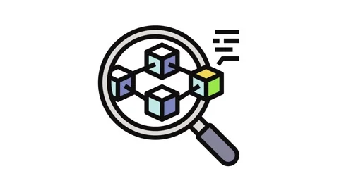 Blockchain explorer decentralized application color icon animation Stock Footage 326108191