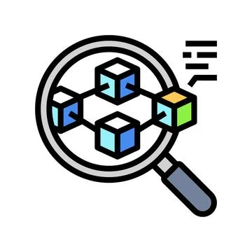 Blockchain explorer decentralized application color icon vector illustration Stock-Illustration