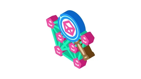 Blockchain explorer decentralized application isometric icon animation Stock Footage 327280478