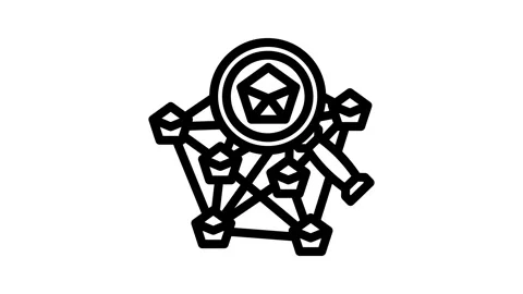 Blockchain explorer decentralized application line icon animation Stock Footage 326751561