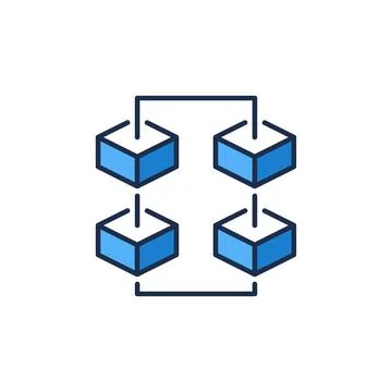 Blockchain with Four Blocks vector concept blue icon or sign Stock Illustration
