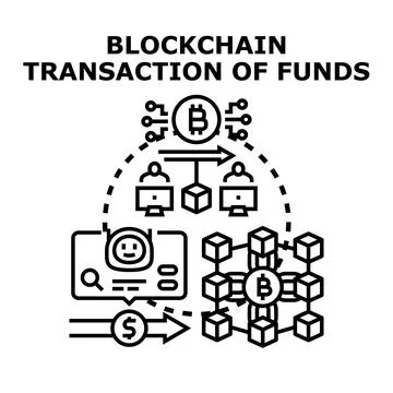 Blockchain funds transaction with cryptocurrency network illustration Stock Illustration