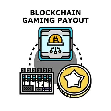 Blockchain gaming payout earning digital currency rewards Stock Illustration