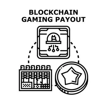 Blockchain gaming payout earning digital currency rewards Stock Illustration