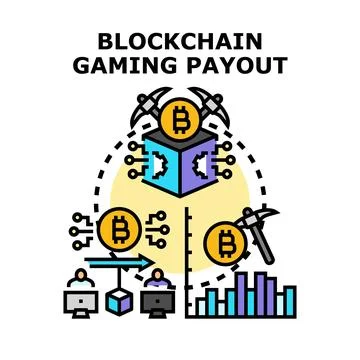 Blockchain gaming payout system and crypto earnings Stock Illustration