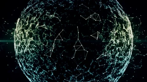 Blockchain global network in digital cyberspace. Financial or social abstract Stock Footage 85765882