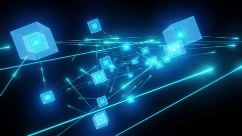 Blockchain glowing line connection network. Stock Footage 249381509