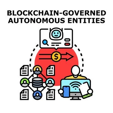 Blockchain governed autonomous entities concept digital operation Stock Illustration