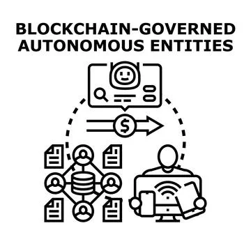Blockchain governed autonomous entities concept digital operation Stock Illustration