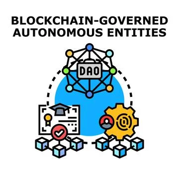 Blockchain governed autonomous entities decentralized network concept Stock Illustration
