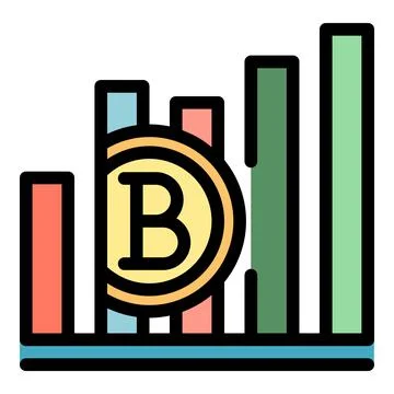Blockchain graph chart icon color outline vector Illustrazione stock