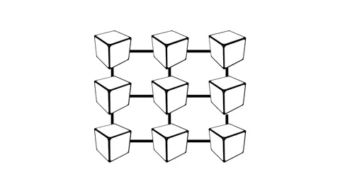 Blockchain Grid Network Icon Stock Footage 340305657