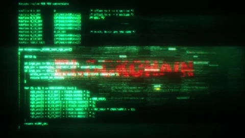 Blockchain on Hacking Technology Code Source Background Stock Footage 320977801