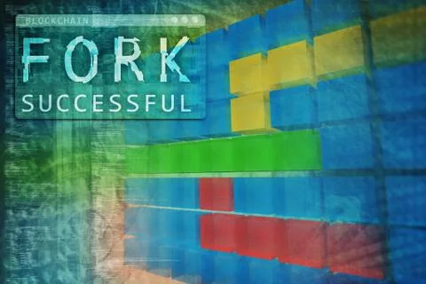 Blockchain hard fork successful Illustration