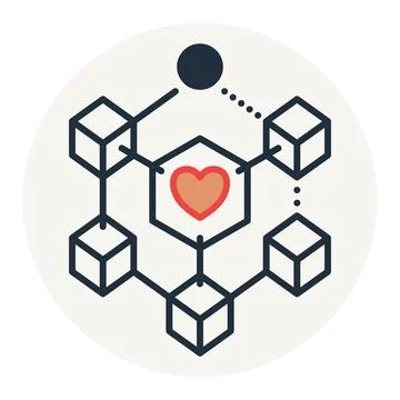 Blockchain Heart Connect Together Stock Illustration