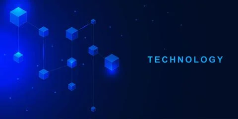 Blockchain hologram for cryptocurrency concept. Stockillustratie