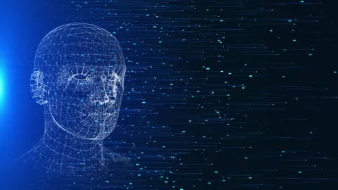 Blockchain human head circuit board cyber mind Human fast digital computing Stock Footage 277712317