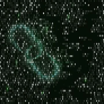 Blockchain hyperlink symbol. Binary code vector background with numbers one and Stock Illustration