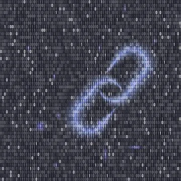 Blockchain hyperlink symbol. Binary code vector background with numbers one and Stock Illustration