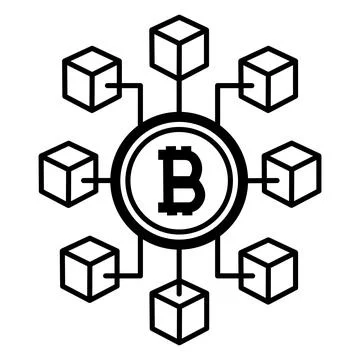 Blockchain icon. Cryptocurrency concept. Abstract Geometric Blockchain Netw.. Ilustración de archivo