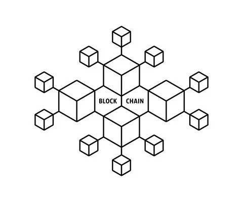 Blockchain icon like thin line boxes Stock Illustration