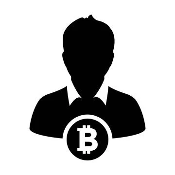 Blockchain icon vector for bitcoin cryptocurrency with male person profile Stock Illustration