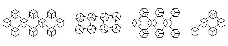 Blockchain icons set Stock Illustration