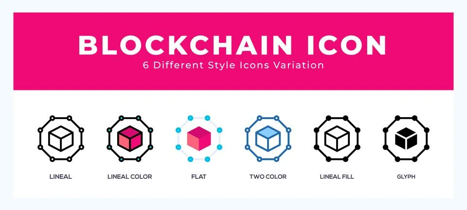 Blockchain icons set of simple vector illustration. Stock Illustration
