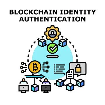 Blockchain identity authentication digital security concept Stock Illustration