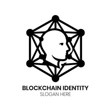 Blockchain Identity Logo Design Featuring Hexagonal Network Nodes and Human Prof 스톡 일러스트