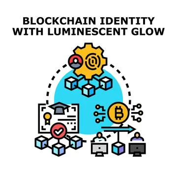 Blockchain identity managing digital user authentication Stock Illustration