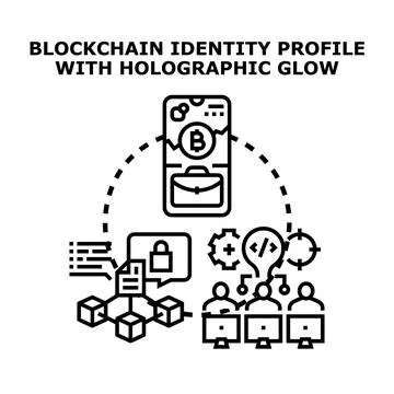 Blockchain identity profile process with digital technology Stock Illustration