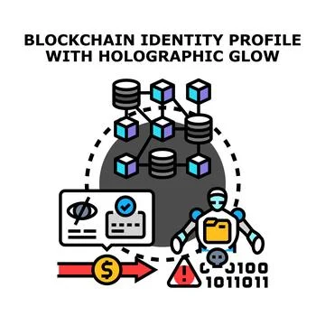 Blockchain identity profile security risk concept Stock Illustration