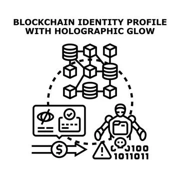 Blockchain identity profile security risk concept Stock Illustration