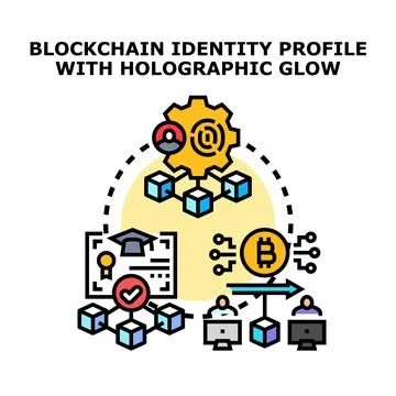 Blockchain identity profile verification and digital data exchange Stock Illustration