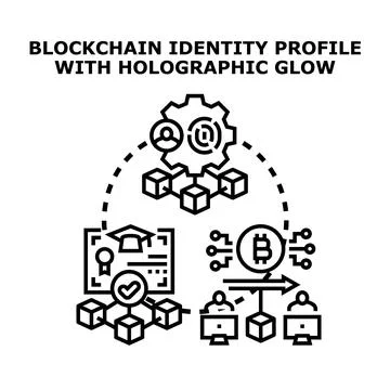 Blockchain identity profile verification and digital data exchange Stock Illustration