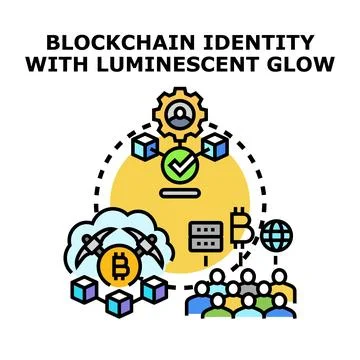 Blockchain identity verified with digital network connections Stock Illustration