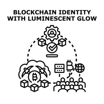 Blockchain identity verified with digital network connections Stock Illustration