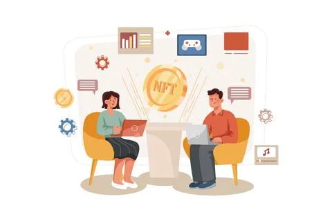 Blockchain Illustration Concept Stock Illustration