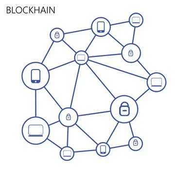 Blockchain Illustration on white background 스톡 일러스트