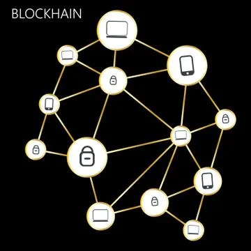 Blockchain Illustration on white background イラスト素材