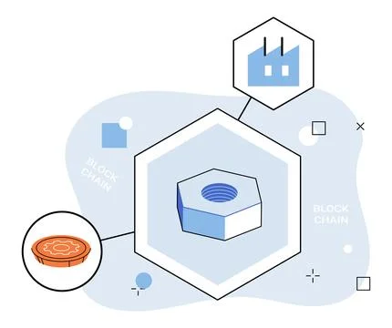 Blockchain industry. Cryptocurrency is heartbeat echoing in corridors blockchain Stock Illustration